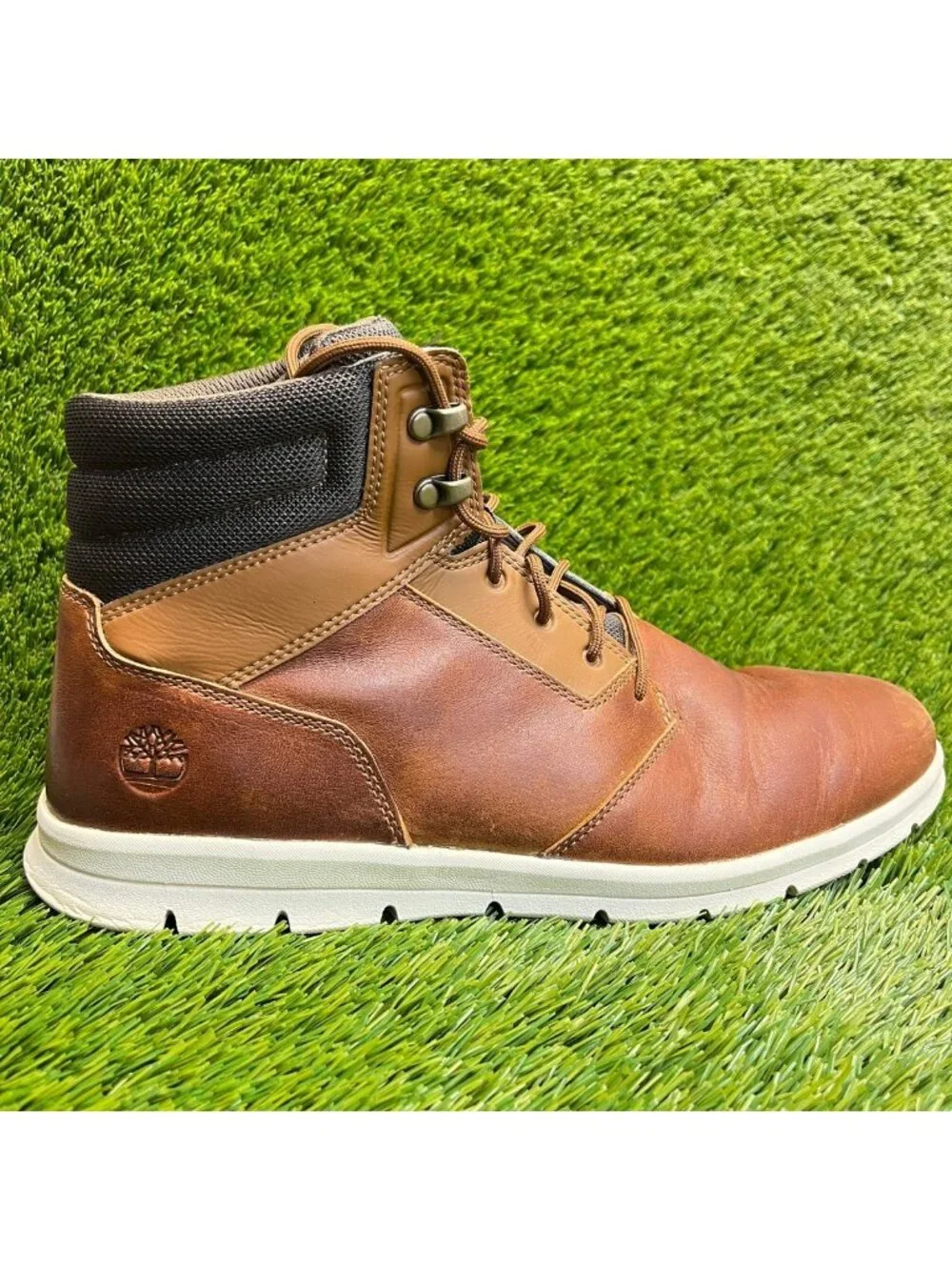 Timberland Graydon High Mens Size 13 Brown White Leather Casual Sneaker Boots